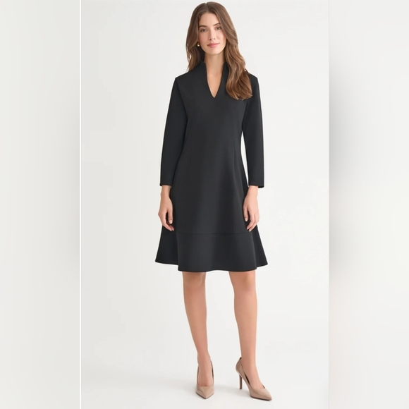 Ming Wang Dresses & Skirts - Ming Wang Stretch Deco Crepe Funnel Neck Midi Dress: Black: Small